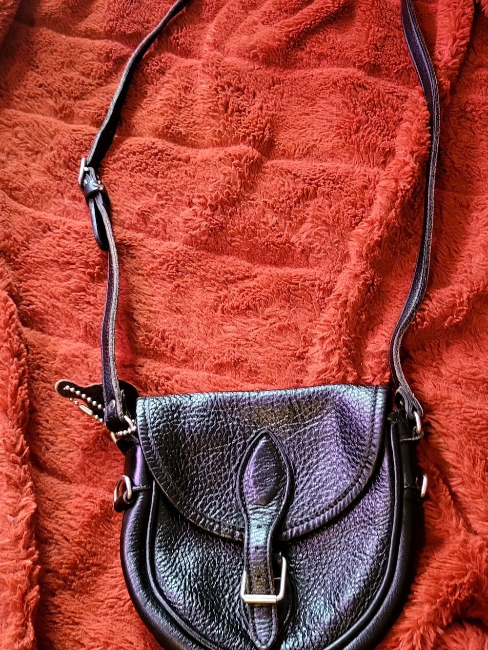 Vintage Roots Women’s Black Leather Crossbody Saddle Bag - Boho Hippie Fairycore